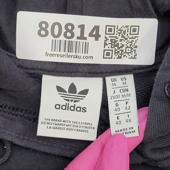 ADIDAS Cropped Terry Hoodie Womens M/L 24x17 Baggy Oversized Y2K Style - Picture 9 of 10